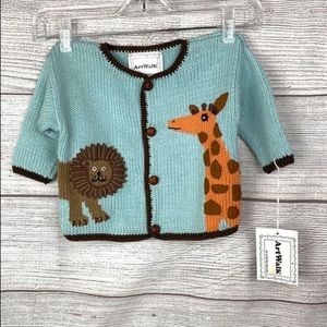 NWT Art Walk Cotton Lion Giraffe Baby Cardigan